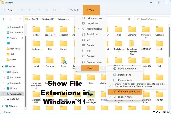 Windows11/10でファイル拡張子を表示する方法 