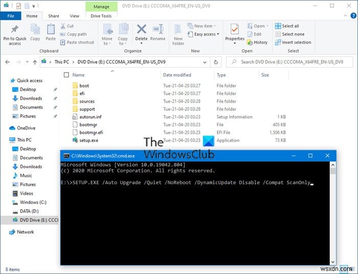 Windows11/10でSETUP.EXEを使用してアップグレード前の検証チェックを実行する方法 