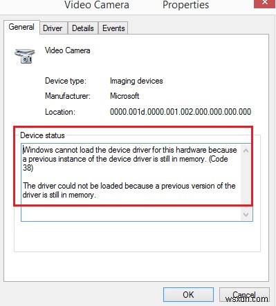 Windowsはこのハードウェアのデバイスドライバーをロードできません、コード38 