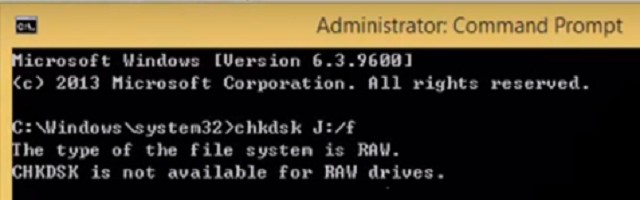 ファイルシステムのタイプはRAWです。RAWドライブではCHKDSKを使用できません。 