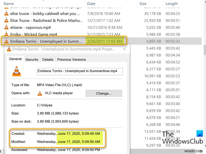 Windows11/10のエクスプローラーで間違った日付を表示するファイル 