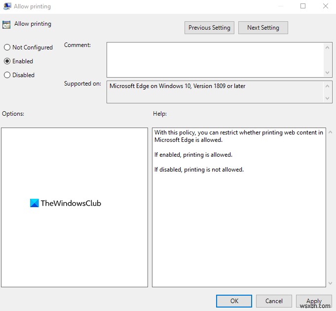 Windows10のMicrosoftEdgeで印刷を有効または無効にする方法 