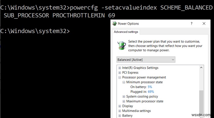 Windows10でPowerCFGコマンドラインを使用してバッテリーを使用しているときにプロセッサの電源状態を変更する方法 