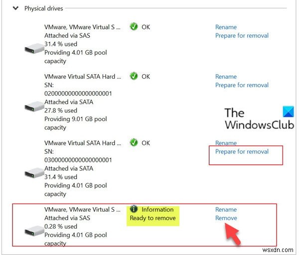Windows11/10のストレージスペースのストレージプールからドライブを削除する方法 