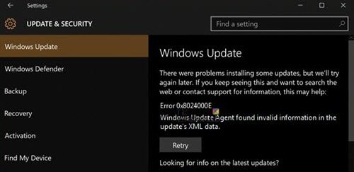 Windows11/10でのWindowsUpdateエラー0x8024000Eを修正 