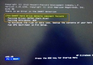 1720SMARTハードドライブが差し迫った障害を検出 