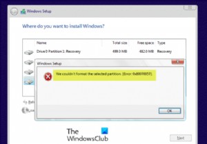 選択したパーティションをフォーマットできませんでした–エラー0x80070057 