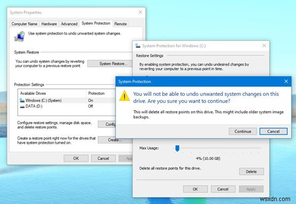 Windows11/10でシステムの復元ポイントと以前のバージョンのファイルを削除する方法 