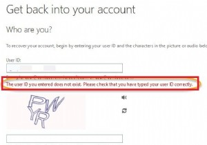入力したユーザーIDが存在しません–Microsoftアカウントエラー 