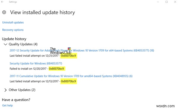 Windows11/10でのWindowsUpdateエラー0x80070BC9を修正 