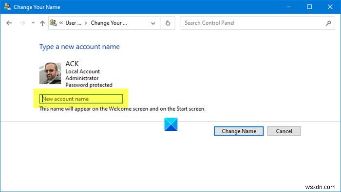 Windows11/10でユーザーアカウント名を変更する方法 