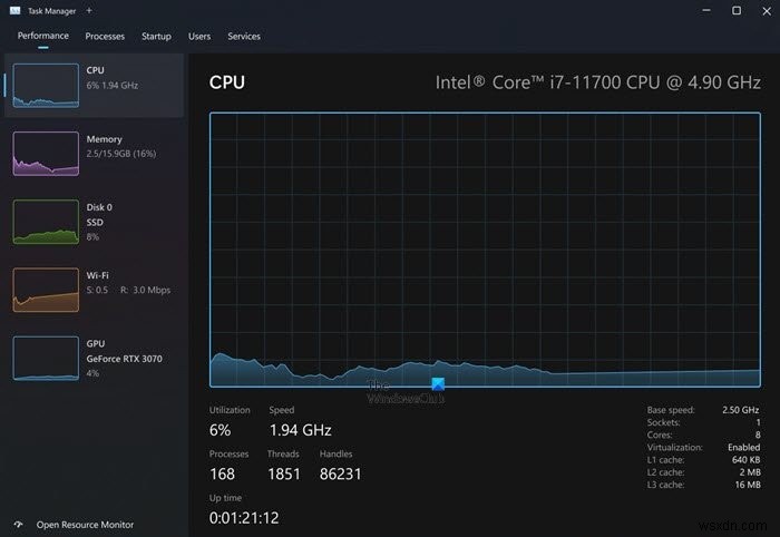 Windows11/10でタスクマネージャーを開く方法 