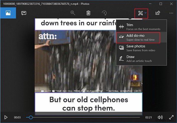 Windows11/10の写真アプリでビデオにスローモーション効果を追加する 