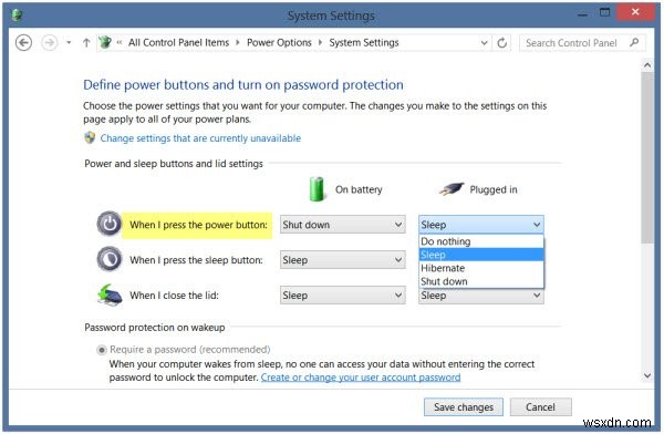Windows11/10で電源ボタンの機能を変更する方法 