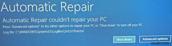 自動スタートアップ修復は、Windows11/10でPCを修復できませんでした 