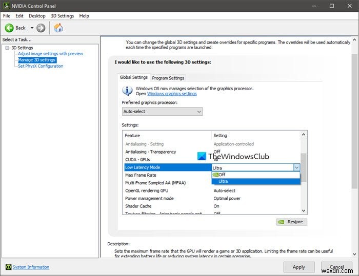 Windows11/10でNVIDIA低遅延モードを有効にする方法 