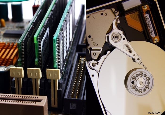 RAMメモリとハードドライブの違いは何ですか？ 