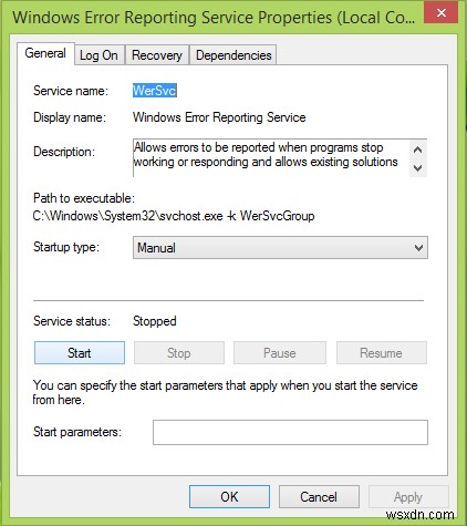 Windowsエラー報告サービスへのアップロードの問題を修正 