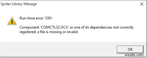 Comctl32.ocxファイルが見つからない、正しく登録されていない、または無効なエラーを修正 