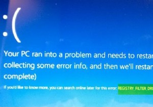 Windows 10でのレジストリフィルタードライバーの例外（WdFilter.sys）のブルースクリーンエラーを修正しました 