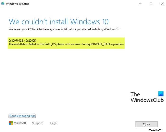 Windows10アップグレードインストールエラー0x8007042B–0x2000Dを修正します 