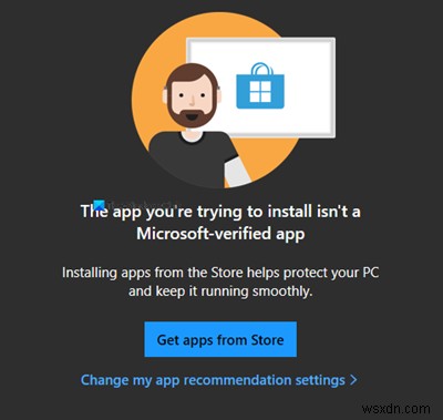 インストールしようとしているアプリは、Microsoftが検証したアプリではありません 