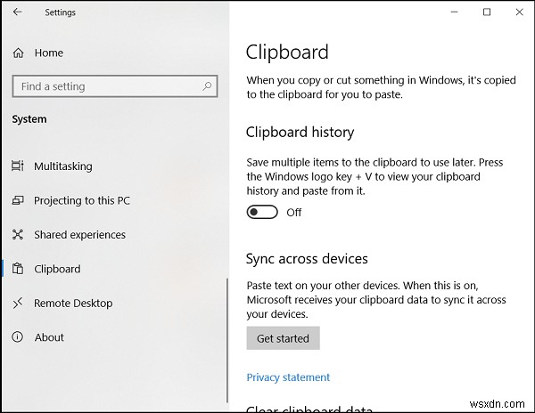 Windows10でクラウドクリップボードが機能しない、または同期しない 
