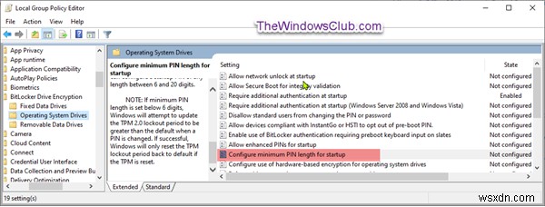 Windows11/10でのBitLocker起動PINの最小長の指定 