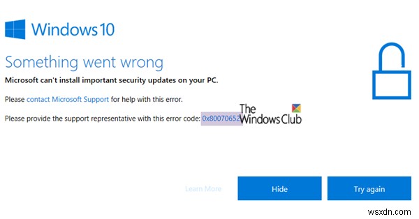 WindowsUpdateエラー0x80070652を修正 