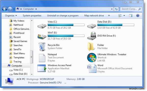 Windows 10のこのPCフォルダーにあるファイル、フォルダー、プログラムを表示します 