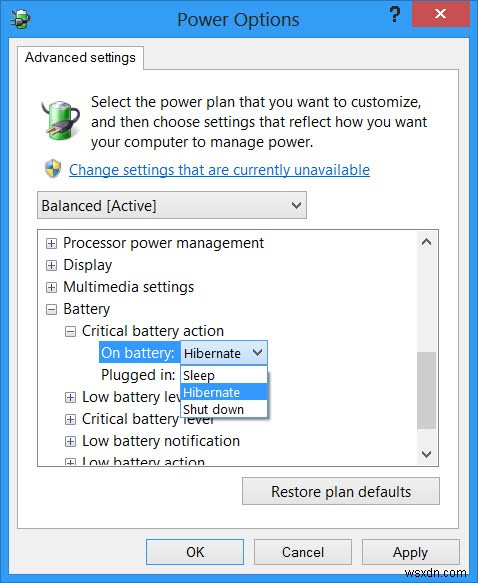 Windows11/10でクリティカルレベルのバッテリーアクションと低レベルのバッテリーアクションを変更する 