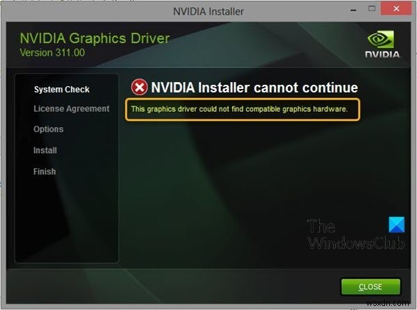このグラフィックスドライバーは互換性のあるグラフィックスハードウェアを見つけることができませんでした–NVIDIAエラー 
