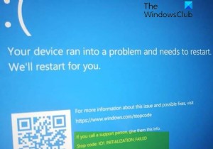 IO1 INITIALIZATION FAILEDWindows11/10のブルースクリーンエラー 