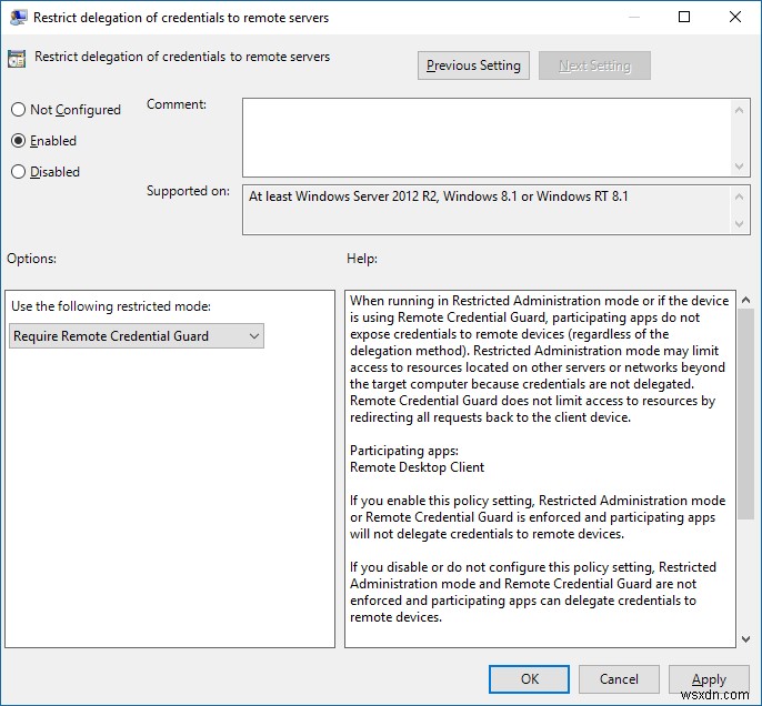 Remote Credential Guardは、Windows10のリモートデスクトップ資格情報を保護します 