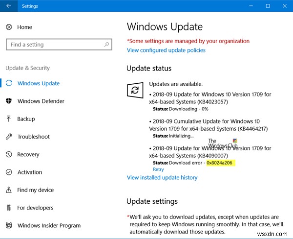 Windows11/10のWindowsUpdateエラー0x8024a206を修正 
