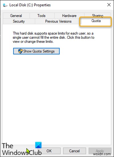 Windows10のドライブプロパティで[クォータ]タブを追加または削除する方法 