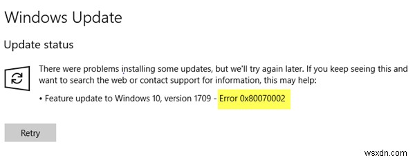 Windows10Updateエラーコード0x80d02002を修正 