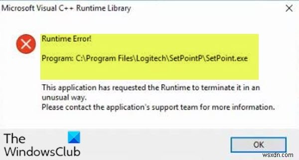 Windows10でのLogitechSetpointRuntimeエラーを修正しました 