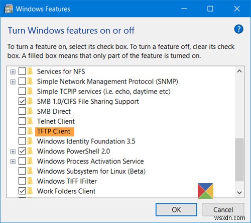 Windows11/10でTFTPクライアントを有効にする方法 