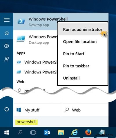 Windows11/10で昇格されたPowerShellプロンプトを開く方法 