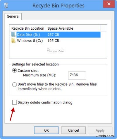 Windows11/10のごみ箱の削除確認ボックスを有効または無効にします 
