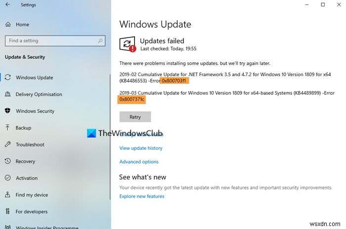 Windows511/10のWindowsUpdateエラー0x8007371cを修正しました 