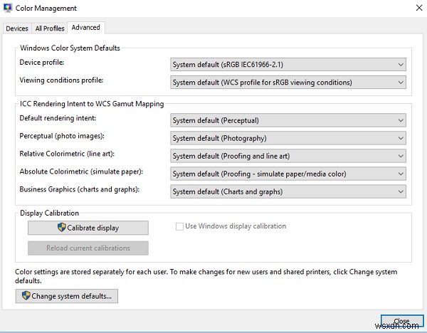 Windows11/10でデフォルトの表示色設定を復元する方法 