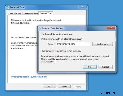 Windowsタイムサービスが機能していません。時間同期がエラーで失敗する 