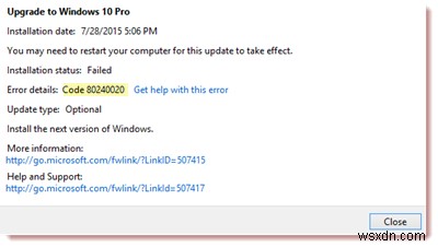 Windowsのインストールの修正、失敗したエラーの更新またはアップグレード 