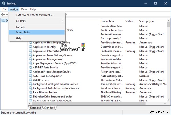 Windows 10で実行中、停止中、無効化されたサービスのリストを抽出する方法 