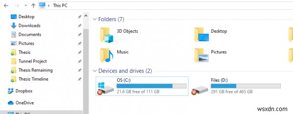 Windows 11/10のフォルダ、ファイル、またはハードドライブの赤いX 