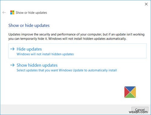 更新の表示または非表示ツールは、Windows11/10で不要なWindowsUpdateをブロックします 