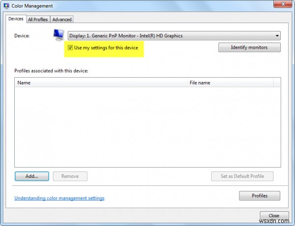 Windows11/10でカラープロファイルをデバイスに関連付ける方法 