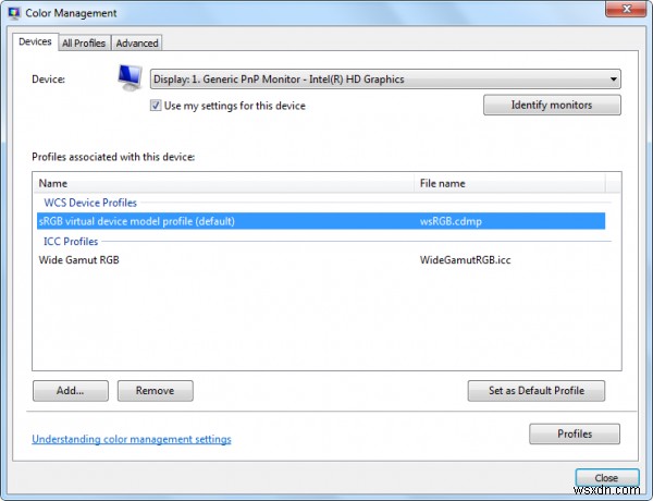 Windows11/10でカラープロファイルをデバイスに関連付ける方法 